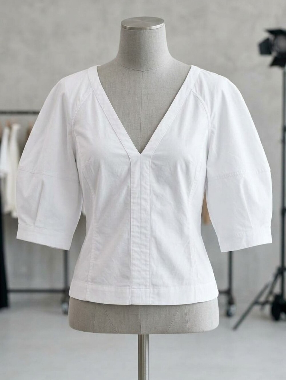 Madewell White V-Neck Peplum-Style Blouse NWT